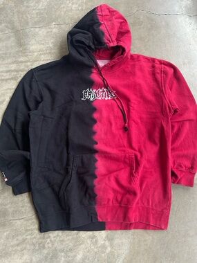 Primitive Marvel Deadpool Black and Red Tie dye split Pullover Hoodie